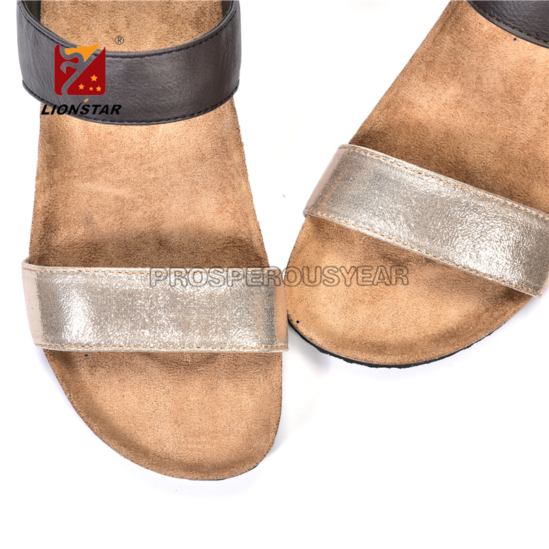 2023 women's fashion cork material summer wedge sandals